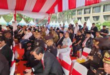 Jasa Raharja Riau Menghadiri Puncak Acara HUT Bhayangkara Ke-78 Di Halaman Kantor Gubernur Riau jasa raharja riau