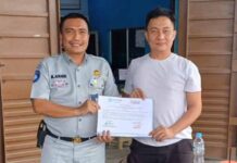 Teken Komitmen Bersama, Jasa Raharja Palu dan PT New Lorenna Prima Palu Siap Tertib Berlalu Lintas PT New Lorenna Prima