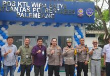 Lakukan Upaya Preventif Laka, Jasa Raharja Sumsel Dukung Peresmian Pos Terpadu Kawasan Tertib Lalu Lintas Peresmian Pos Terpadu