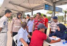 Jasa Raharja Kepri Buka Layanan Kesehatan Gratis dan Sosialisasi Kelamatan kepada pengemudi taxi di Bandara Hang Nadim di Bandara Hang Nadim