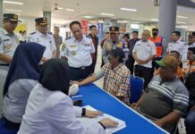 Wamenhub RI Tinjau Kegiatan Cek Urin Dan Program MUKL Jasa Raharja di Terminal AKAP Pekanbaru di Terminal AKAP Pekanbaru