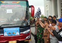 Pelepasan Bus Mudik Kabupaten Brebes oleh Jasa Raharja dan Pemkab Brebes dalam Mendukung Program Mudik Bersama jasa raharja jateng