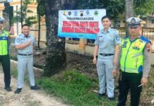 Jasa Raharja Demak Bersama Forum Komunikasi Lalu Lintas Pasang Spanduk Keselamatan di Titik Rawan Kecelakaan