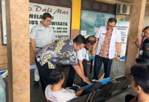 Jasa Raharja Bojonegoro Gelar Pelatihan Pertolongan Pertama Gawat Darurat (PPGD) dan Pengobatan Gratis di PO Dali Mas jasa raharja jatim