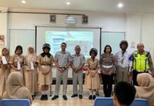 Kegiatan Sosialisasi Keselamatan Lalu Lintas di SMA Swasta Harapan Mandiri Medan jasa raharja jabar