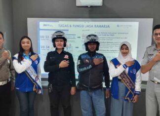 Jasa Raharja Bekasi Bersama Unit Kamsel Sat Lantas Polres Metro Bekasi Ajak Komunitas Ojek Online dan URC Cikarang Tingkatkan Keselamatan Berkendara Ojek Online dan URC Cikarang