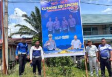 Tingkatkan Kewaspadaan Pengguna Jalan, Forum Komunikasi Lalu Lintas Kab.Kapuas Hulu Pasang Spanduk Himbauan di Titik Rawan Kecelakaan Pasang Spanduk Himbauan