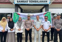 Tanami Bibit Pohon Di Lingkungan Samsat Tembilahan Riau Wujud Kolaborasi Pembina Samsat Dengan Satlantas Melaksanakan Green Policing jasa raharja riau