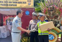 PT Jasa Raharja Wilayah Bali Laksanakan Aksi Simpatik PAM Nataru 2025 Di Posyanter Ubung Di Posyanter Ubung