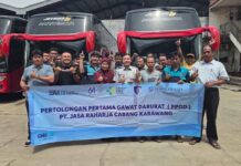 Dukung Zero Accident, Jasa Raharja Karawang Selenggarakan Pelatihan Pertolongan Pertama Gawat Darurat (PPGD) Untuk Pengemudi PO Agra Mas jasa raharja jabar